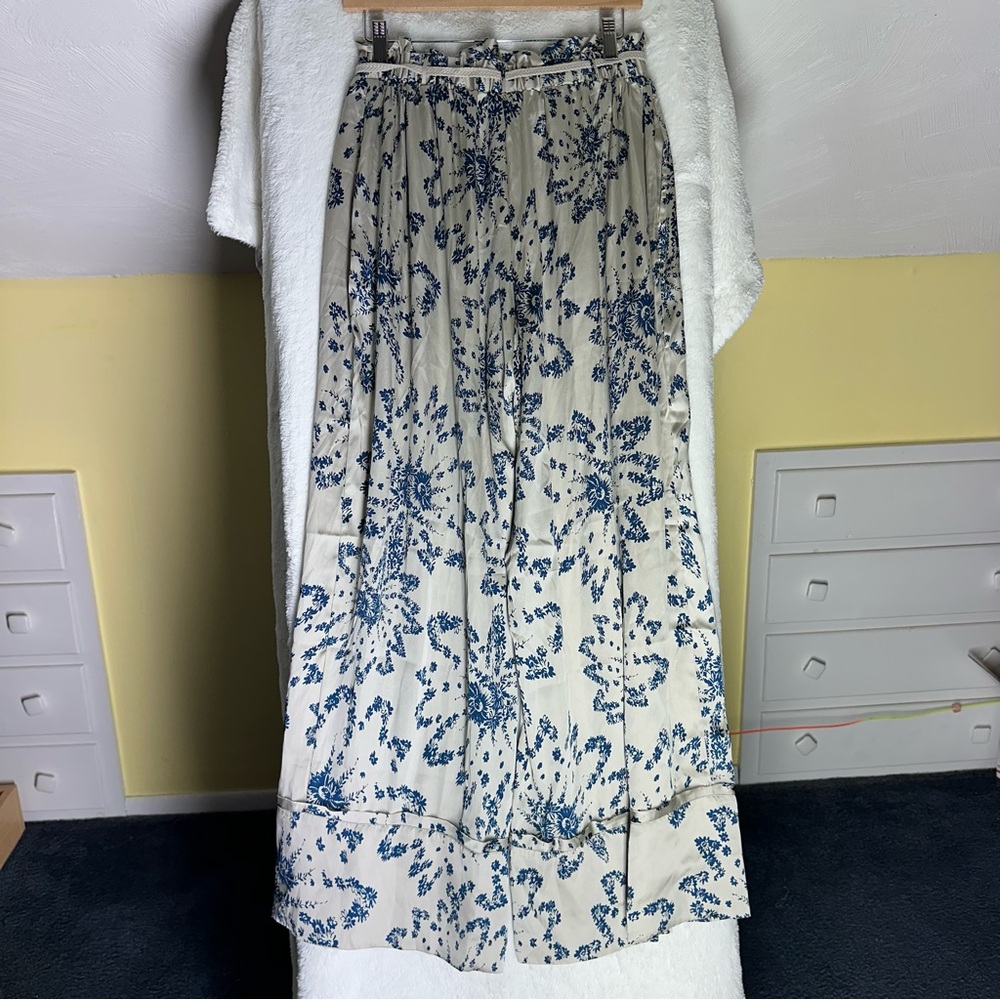 NWOT Intimately Free People Goddess Lounge Wide Leg Pants Pearl Combo Boho Satin - Picture 7 of 12